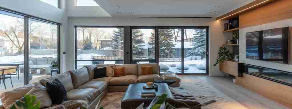 a sleek, modern calgary home showcases an advanced radon abatement system, highlighting its importance for indoor air quality and overall property value in a well-lit, contemporary interior setting.